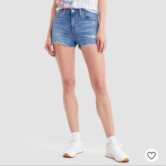 Levi's New High-Rise Distressed Jean Shorts New NWT - Picture 2 of 11